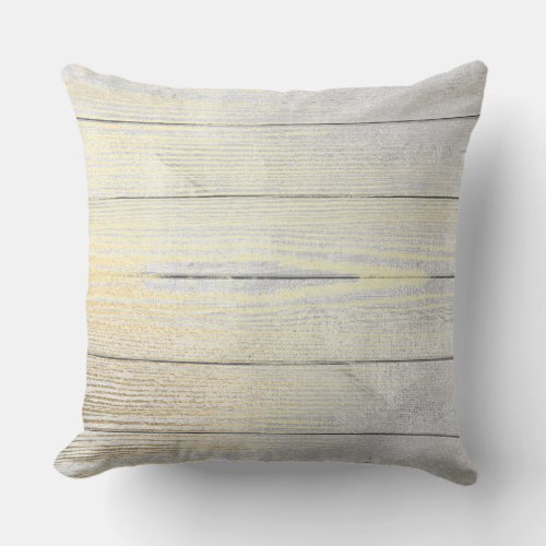 Silver Gray Foxier Gold Minimal Wood Cottage Home Throw Pillow