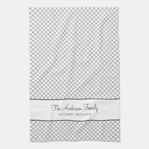 Silver Gray French Plaid Check Country Gourmet Kitchen Towel