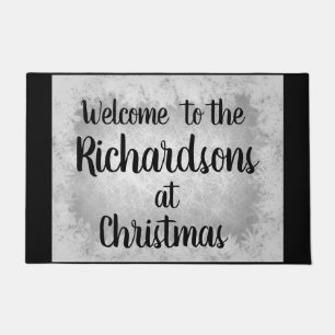 Silver Gray frost personalised Family Welcome Doormat