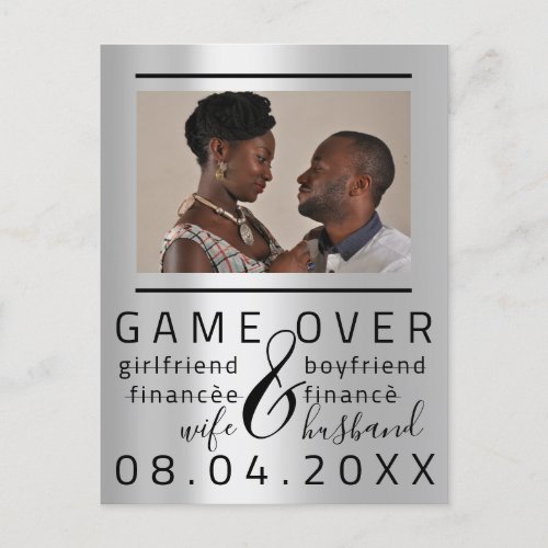 Silver Gray Funny Save The Date Couple Photo Postcard