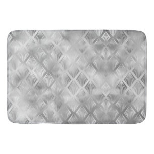 Silver Gray Geometric Abstract Bath Mat