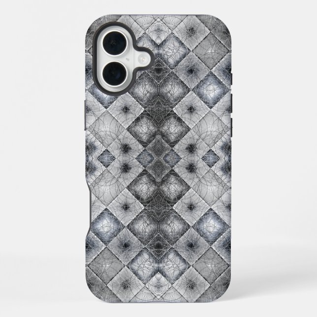 Silver & Gray Geometric Abstract Lattice Texture Iphone Case (Back)