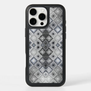 Silver & Gray Geometric Abstract Lattice Texture iPhone 16 Pro Max Case