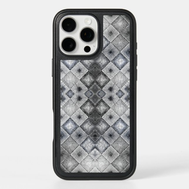 Silver & Gray Geometric Abstract Lattice Texture Otterbox iPhone Case (Back)