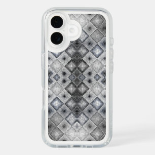 Silver & Gray Geometric Abstract Lattice Texture iPhone 16 Case