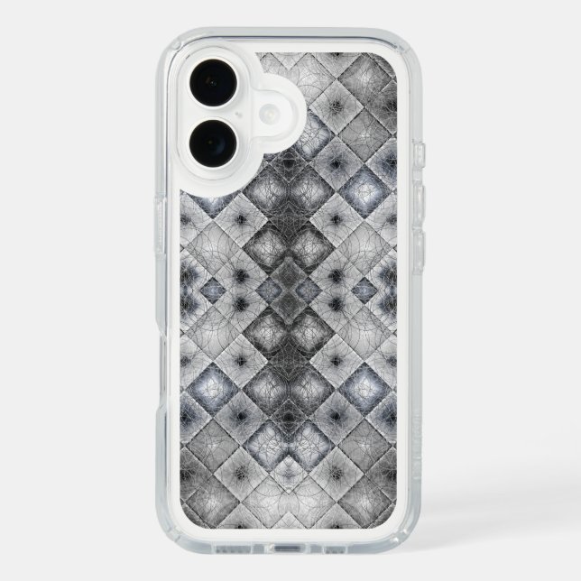 Silver & Gray Geometric Abstract Lattice Texture Speck iPhone Case (Front)