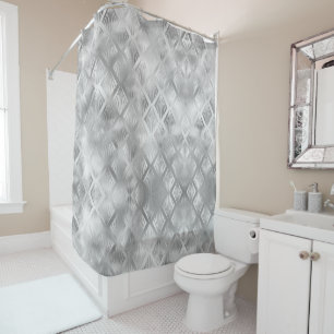 Silver Gray Geometric Abstract Shower Curtain