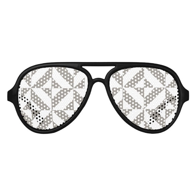 Silver Gray Geometric Art Deco Aviator Sunglasses (Front)