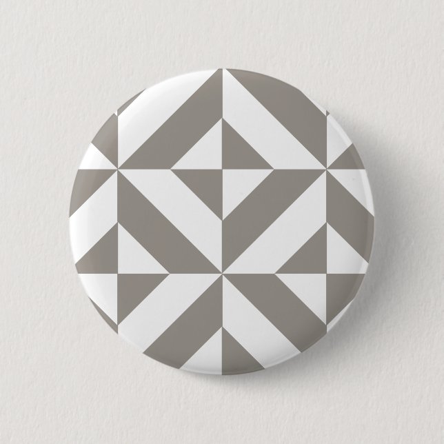 Silver Gray Geometric Art Deco Button (Front)