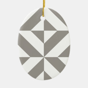 Silver Gray Geometric Art Deco Ceramic Ornament