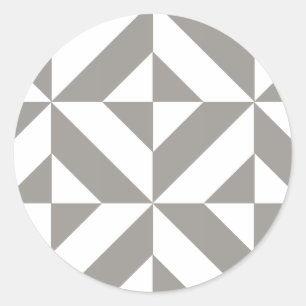 Silver Gray Geometric Art Deco Classic Round Sticker