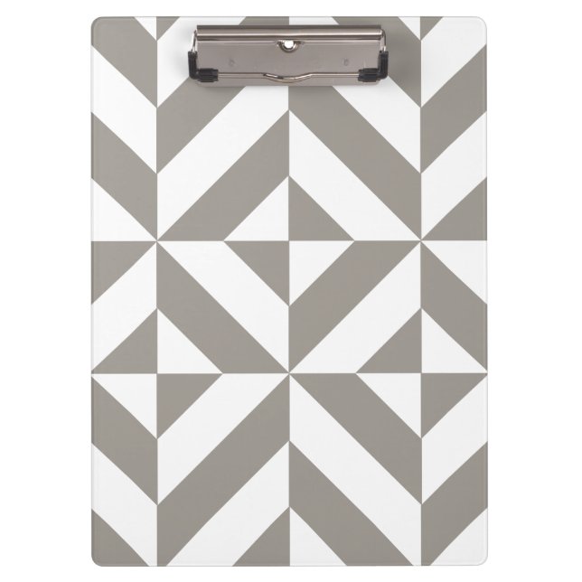 Silver Gray Geometric Art Deco Clipboard (Front)