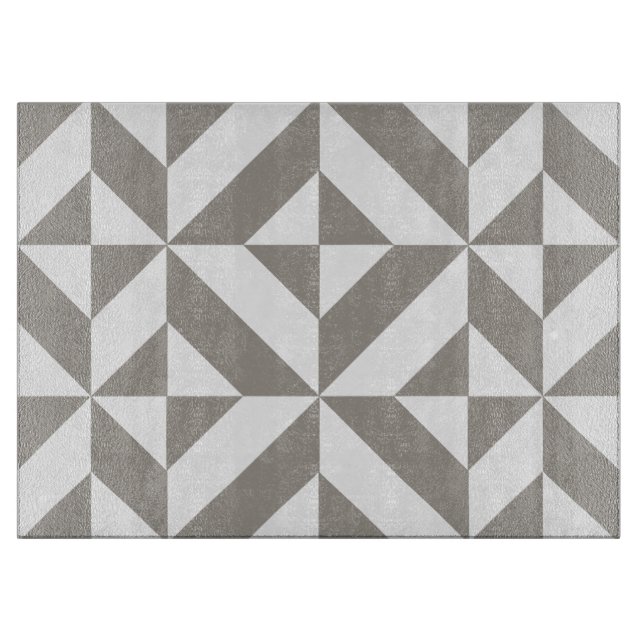Silver Gray Geometric Art Deco Cutting Board (Front)
