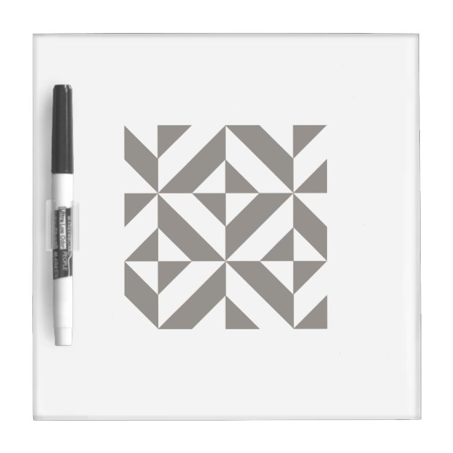 Silver Gray Geometric Art Deco Dry Erase Board (Front)