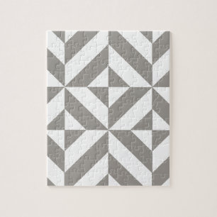 Silver Gray Geometric Art Deco Jigsaw Puzzle