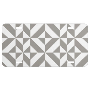 Silver Gray Geometric Art Deco License Plate