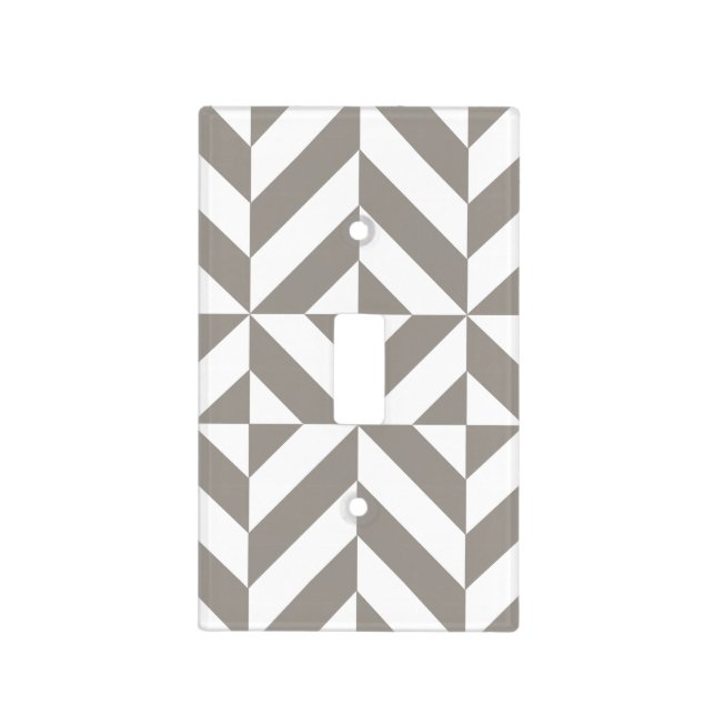 Silver Gray Geometric Art Deco Light Switch Cover (Front)
