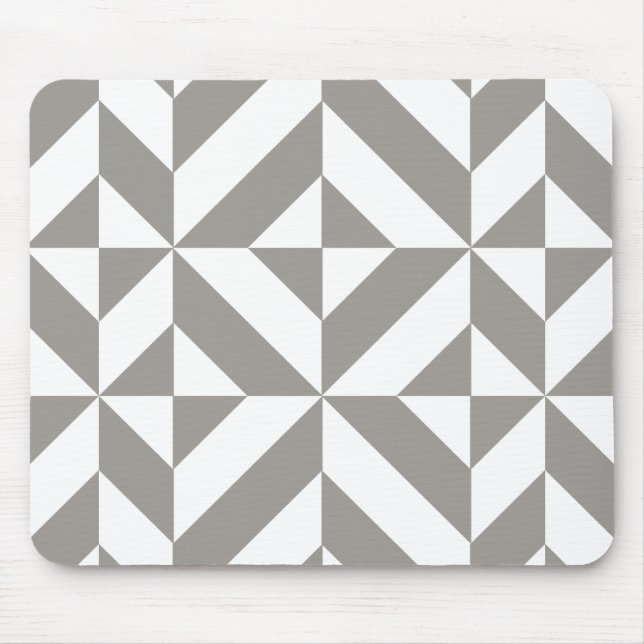 Silver Gray Geometric Art Deco Mouse Pad (Front)