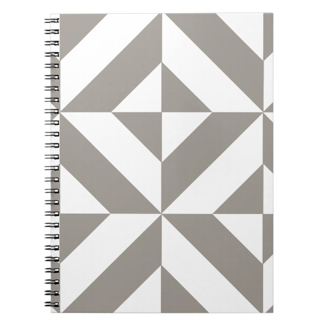 Silver Gray Geometric Art Deco Notebook (Front)