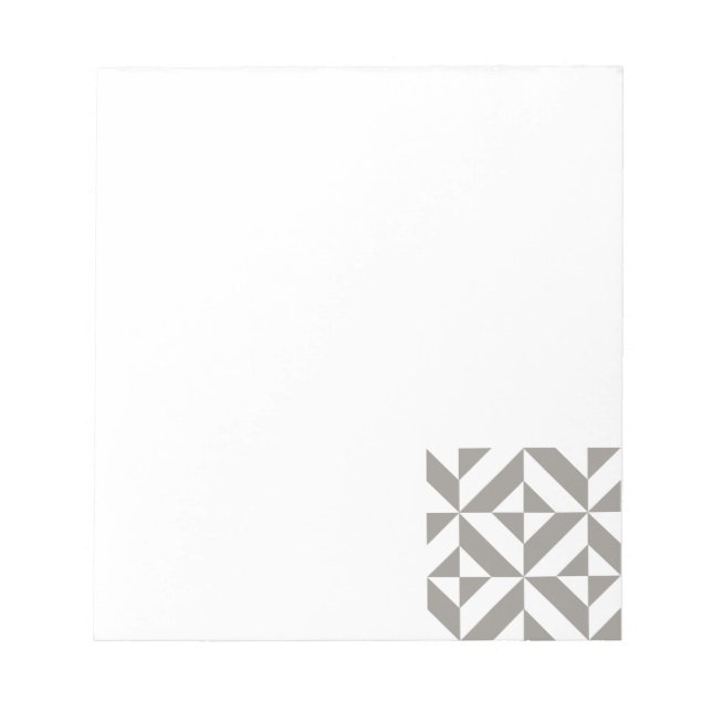 Silver Gray Geometric Art Deco Notepad (Front)