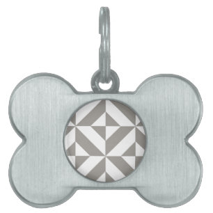 Silver Gray Geometric Art Deco Pet Tag