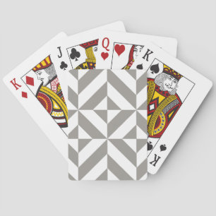 Silver Gray Geometric Art Deco Poker Cards