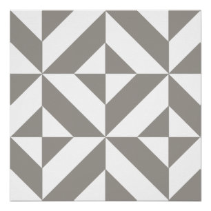 Silver Gray Geometric Art Deco Poster