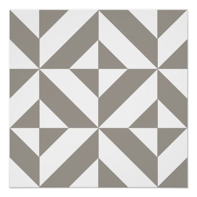 Silver Gray Geometric Art Deco Poster (Front)