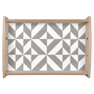 Silver Gray Geometric Art Deco Serving Tray