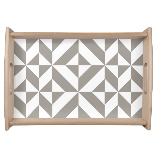 Silver Gray Geometric Art Deco Serving Tray (Front)
