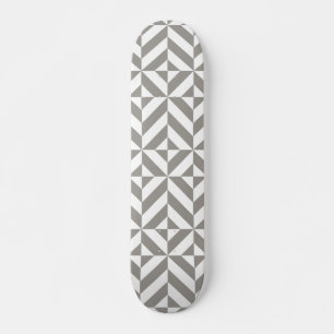 Silver Gray Geometric Art Deco Skateboard Deck