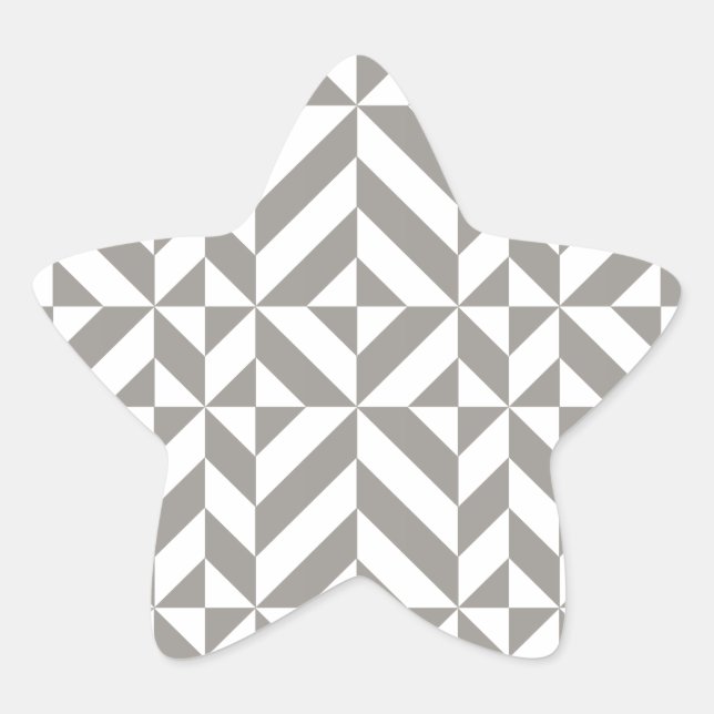 Silver Gray Geometric Art Deco Star Sticker (Front)