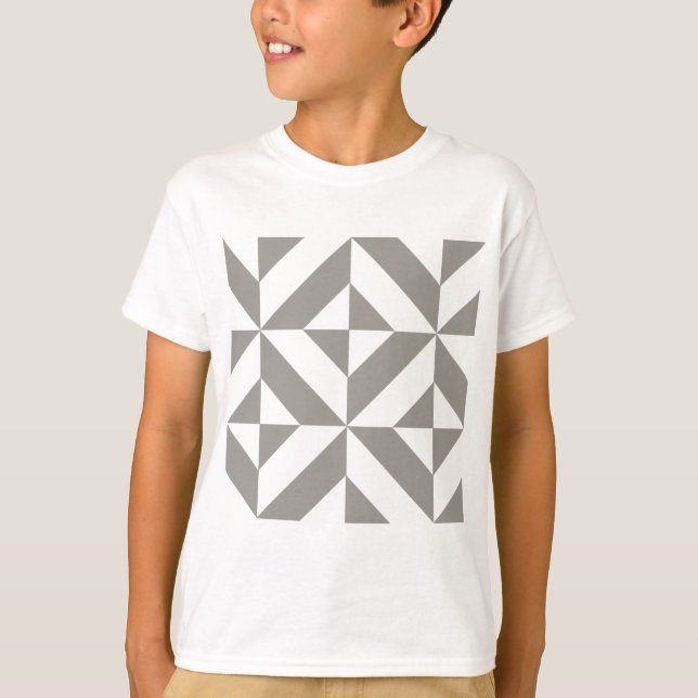 Silver Gray Geometric Art Deco T-Shirt (Front)