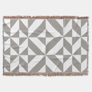 Silver Gray Geometric Art Deco Throw Blanket