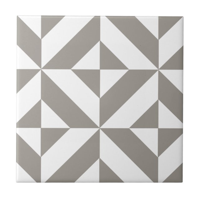 Silver Gray Geometric Art Deco Tile (Front)