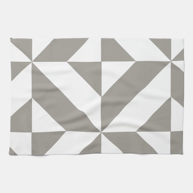 Silver Gray Geometric Art Deco Towel (Horizontal)