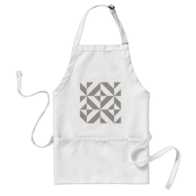 Silver Gray Geometric Deco Cube Pattern Adult Apron (Front)