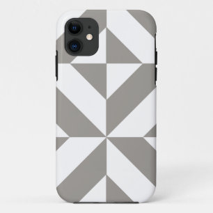 Silver Gray Geometric Deco Cube Pattern iPhone 11 Case