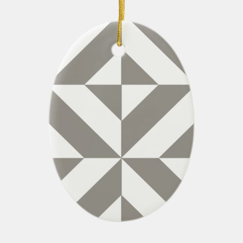 Silver Gray Geometric Deco Cube Pattern Ceramic Ornament