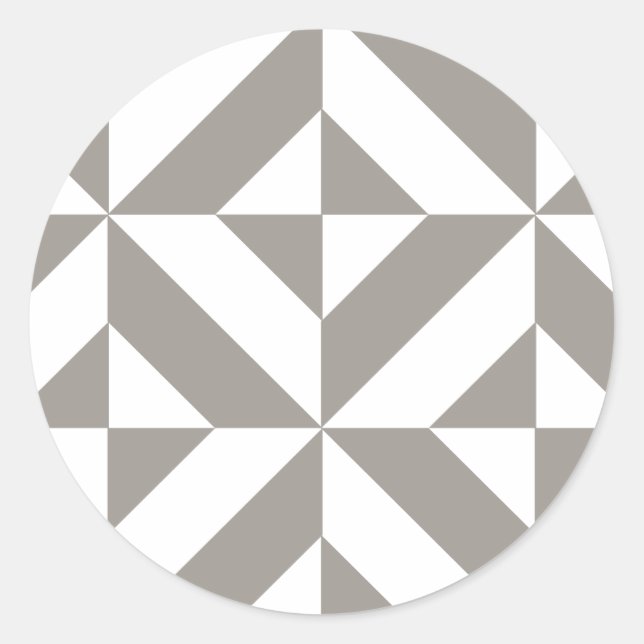 Silver Gray Geometric Deco Cube Pattern Classic Round Sticker (Front)