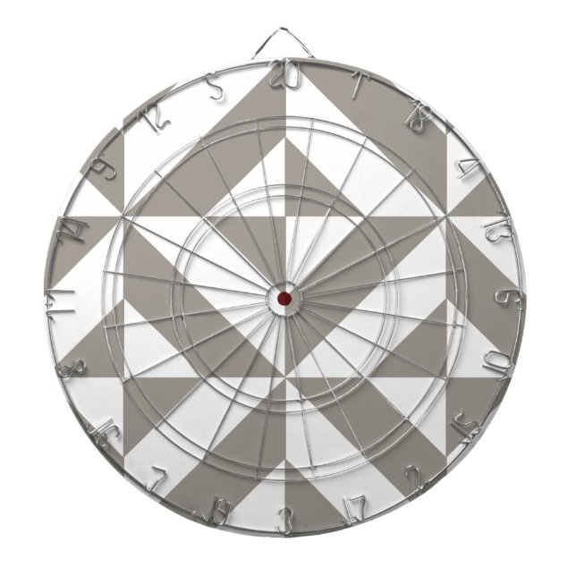 Silver Gray Geometric Deco Cube Pattern Dartboard (Front)
