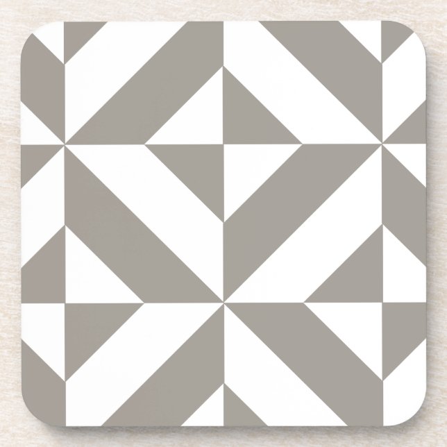 Silver Gray Geometric Deco Cube Pattern Drink Coaster (Front)