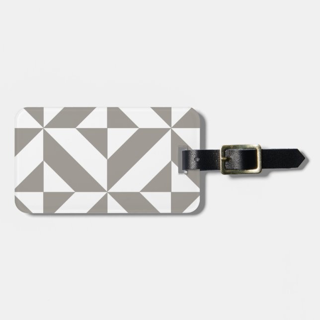 Silver Gray Geometric Deco Cube Pattern Luggage Tag (Front Horizontal)