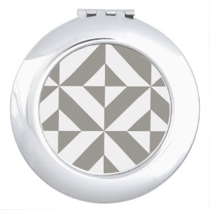Silver Gray Geometric Deco Cube Pattern Makeup Mirror