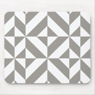 Silver Gray Geometric Deco Cube Pattern Mouse Pad