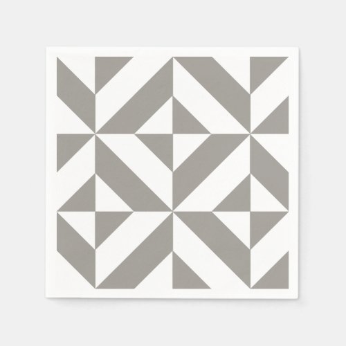 Silver Gray Geometric Deco Cube Pattern Napkins