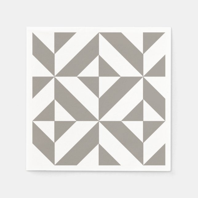 Silver Gray Geometric Deco Cube Pattern Napkins (Front)