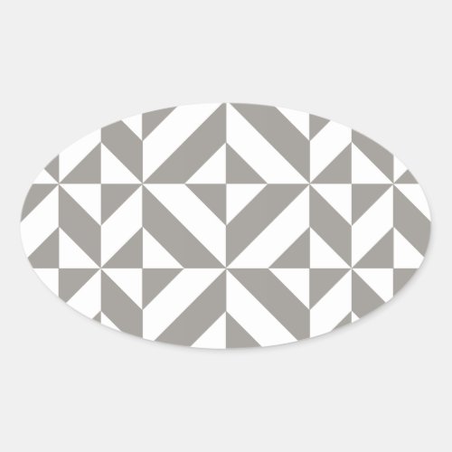 Silver Gray Geometric Deco Cube Pattern Oval Sticker