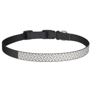 Silver Gray Geometric Deco Cube Pattern Pet Collar