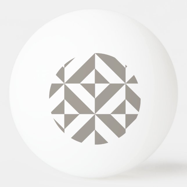 Silver Gray Geometric Deco Cube Pattern Ping Pong Ball (Front)